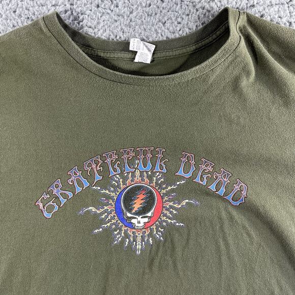 Grateful Dead Steal Your Face T Shirt Mens 2XL Olive Green Graphic Logo Tee Y2K - Picture 2 of 6